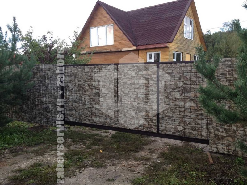 Забор из профнастила под камень 57 метров